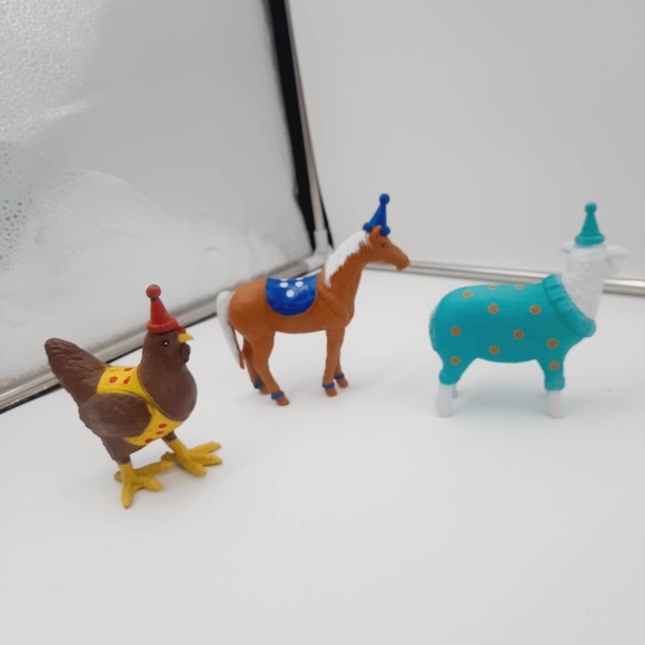 NEW Ankyo Development Party Horse Chicken Sheep Play Cake Topper Farm Animals - Picture 1 of 2